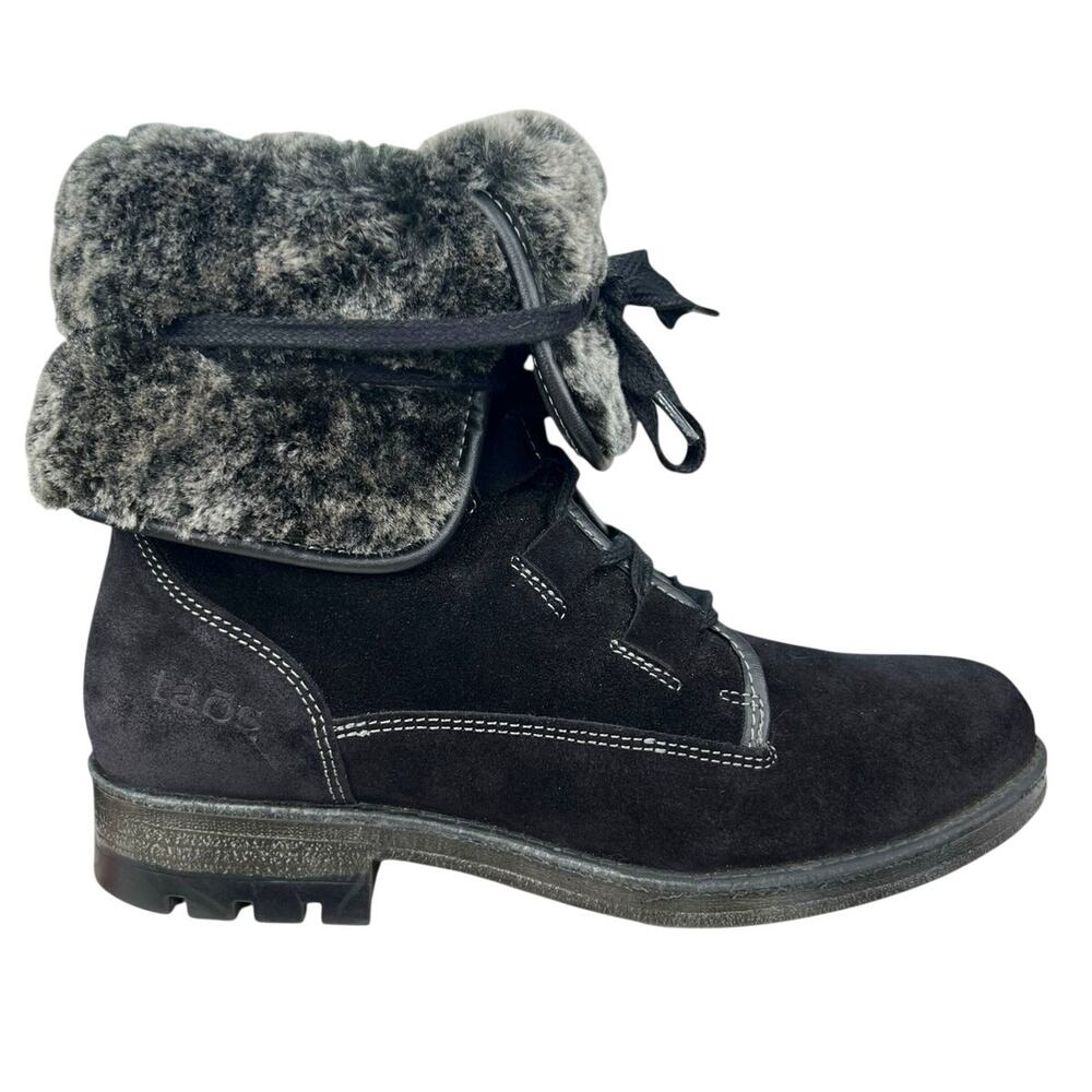 Taos Women’s Wonderland Black Suede Lined Lace Up Boot Size 37US 6/6.5